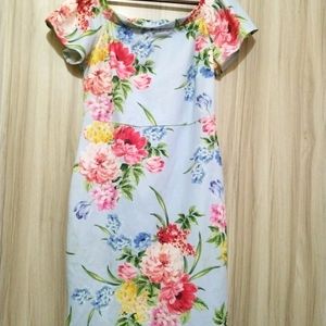 Primark Fitted Floral Midi Dress For Womens