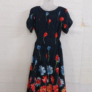 Branded Midi Dress With Bright Flower