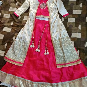 Jacket Crop Top With Skirt And Dupatta