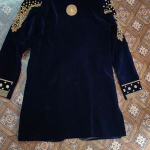 Men Indian Latest Designer Blue Velvet Sherwani