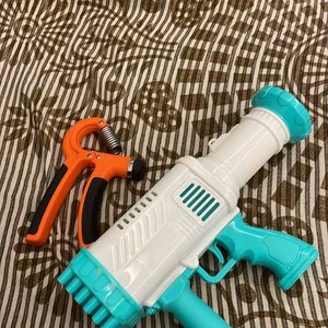 hand gripper and bubble gun with 32 holes for kids