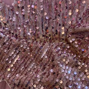 PINK SEQUIN NET HEAVY LAYERED FROCK