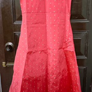 Coral Colour Ethnic Gown