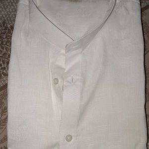 White New Cotton Linen Kurta