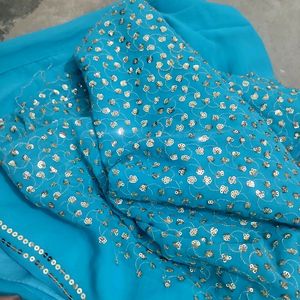 Cyan Sequence Heavy Work Saree Blouse🌸💕