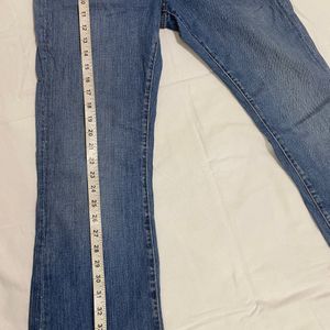 Blue Shaded Straight Denim, Ribbed Bottom