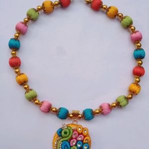 silk thread multicolour necklace and earrings set