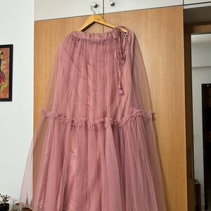 Dusky pink lehenga with padded blouse and dupatta