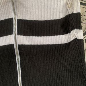 Sleeveless Black And White Bodycon Dress