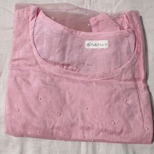 Women Pink Net Crop Top