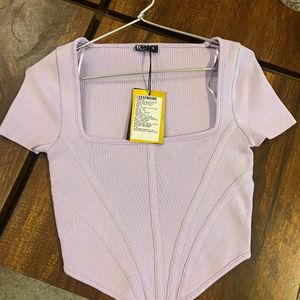 Lilac Ribbed Corset Style Top From RSVP