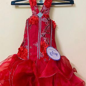 Kids Heavy Flairy Red Dress