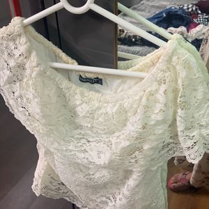 Pretty Faballey White Net Top