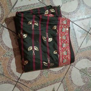 Dark Green Saree Heavy Border