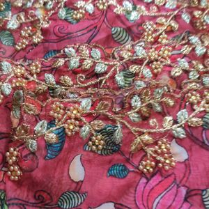 Kalamkari Organza Cut Work Duppata