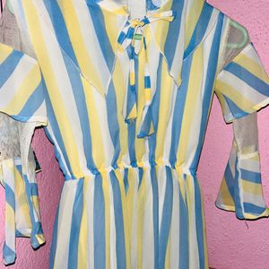 Blue And Yellow Striped Dress