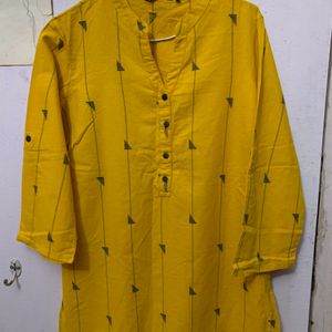 Beautiful  Yellow 100% Cotton Tunic
