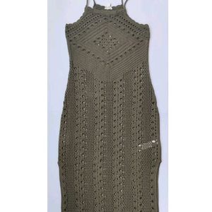 Olive color crochet dress