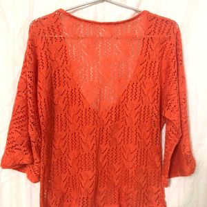 Orange Pullover Knitted Top