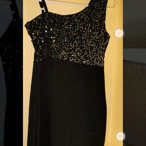 Mini Party Wear Bodycon Black Dress With Glitter.