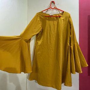 Berrylush Mustard yellow fit and flare dress