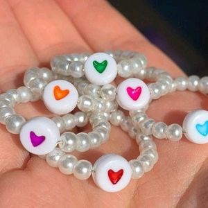 Heart Beaded Bracelet ( Ring Free)