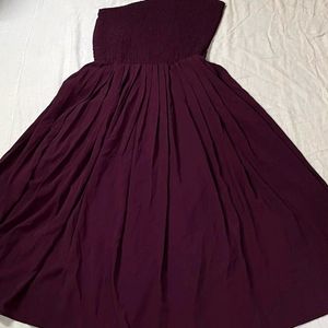 One-shoulder Burgundy Chiffon Long Bridesmaid Dress online .!