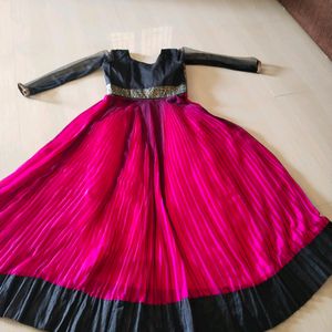 Pink And Black Chiffon Gown