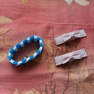 Combo( Bracelet And Pink Hair Clips)