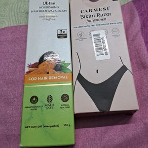 Mamaearth Hair Removal Cream &Carmesi Bikini Razor