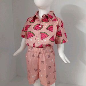 Printed Premium Cotton Co-ord Set For Kids Boys🍉