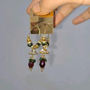 Dangling Earring (Brown And Green)