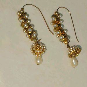 Golden Colour With Pearl Earrings