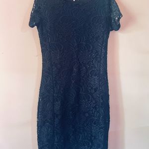 PEOPLE round Neck Lace Bodycon Dress