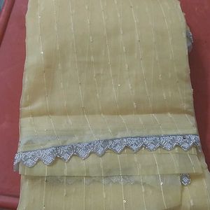 Pure Organza Saree With Pearls