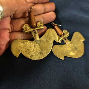 Pure Brass Dokra Statement Earrings