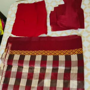 Maroon New Saree With Blouse Piece And Astar