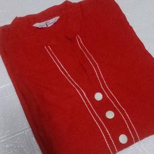 😍 Cute Pure Cotton Cherry Red ♥️Long Kurti