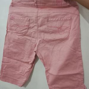 Aesthetic Pink Denim Capri