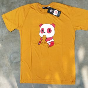 Brand New Yellow Cotton Graphic Printed T-shirt