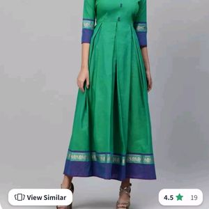 Swishchick Pure Cotton Peacock Green Maxi Dress