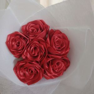 6 Satin Red Rose Bouquet