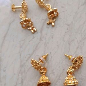 Combo Of 2 Mini Size Gold Plated Jhumki Earrings