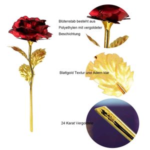 Gold Plated Artificial Flower with Red Rose and Lo