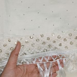 Pure White Colour Suit Material With Dupatta