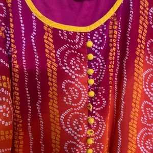 Full Flare Chunri Print Long Gown