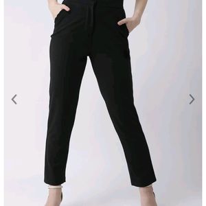 Kasually Women Mid Rise Black Trousers