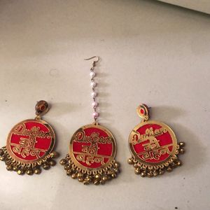 Dulhan ki bahan earring and mangtika