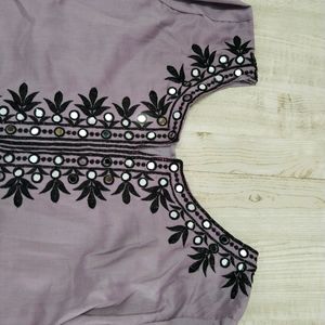 Lavender Full sleeve kurti with dupatta