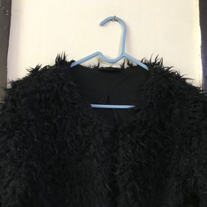 Black Teddy Fur/ Fluffy Shrug With Pockets